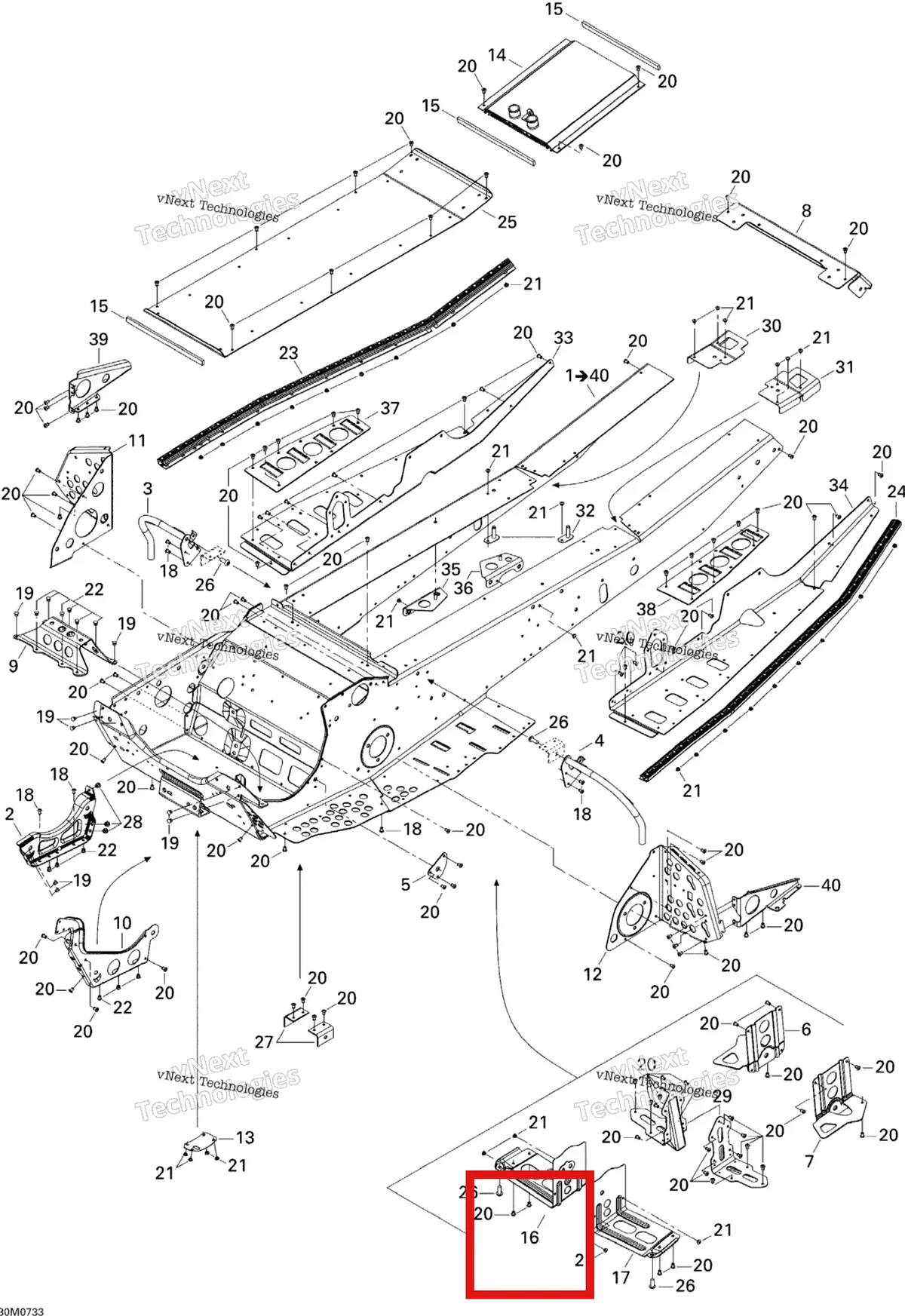 Деталь 518324712 на схеме узла 2007 Ski-Doo MX Z 440X Racing Frame