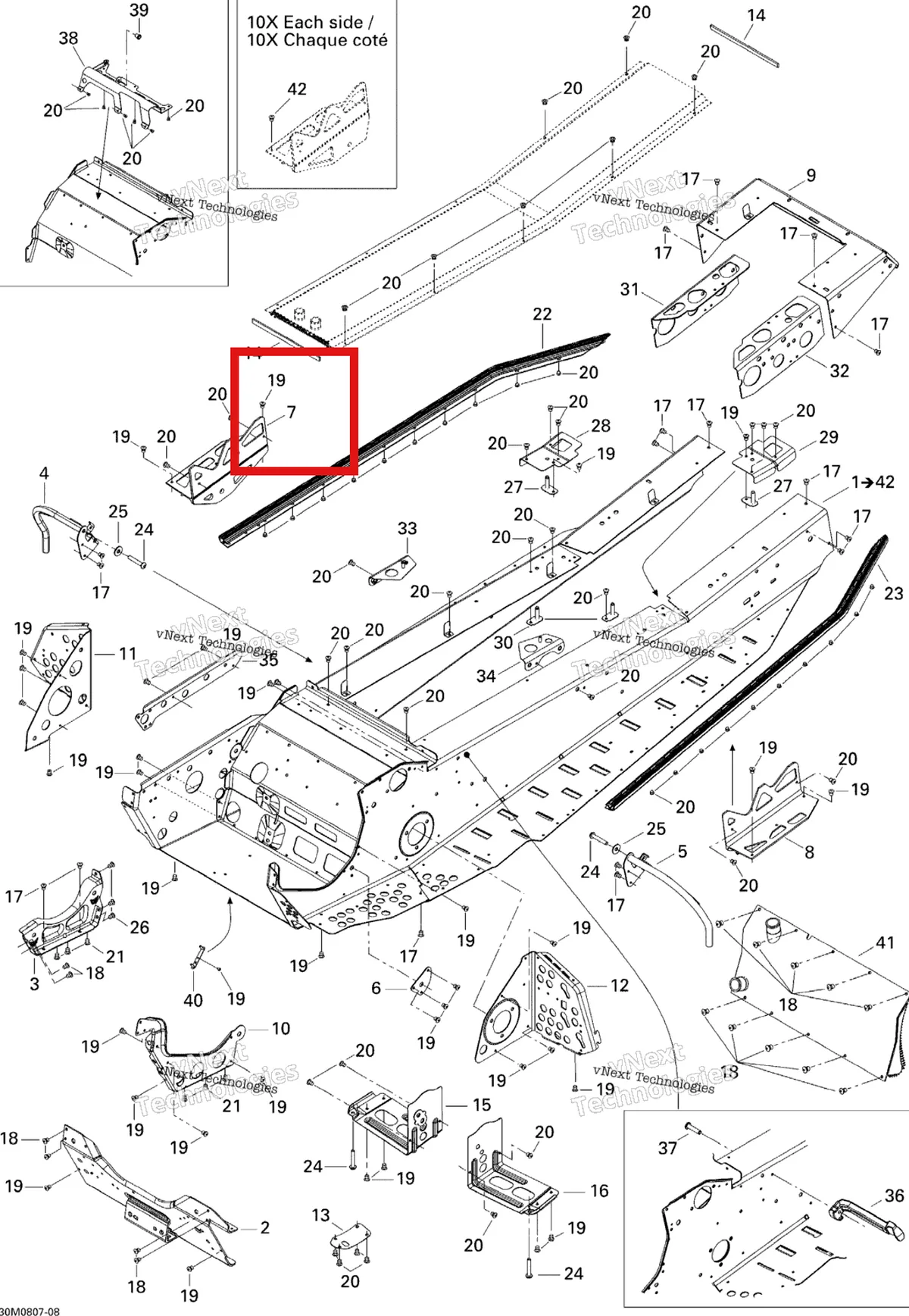Деталь 518324780 на схеме узла 2008 Ski-Doo GTX LTD 600 HO SDI Frame Ltd