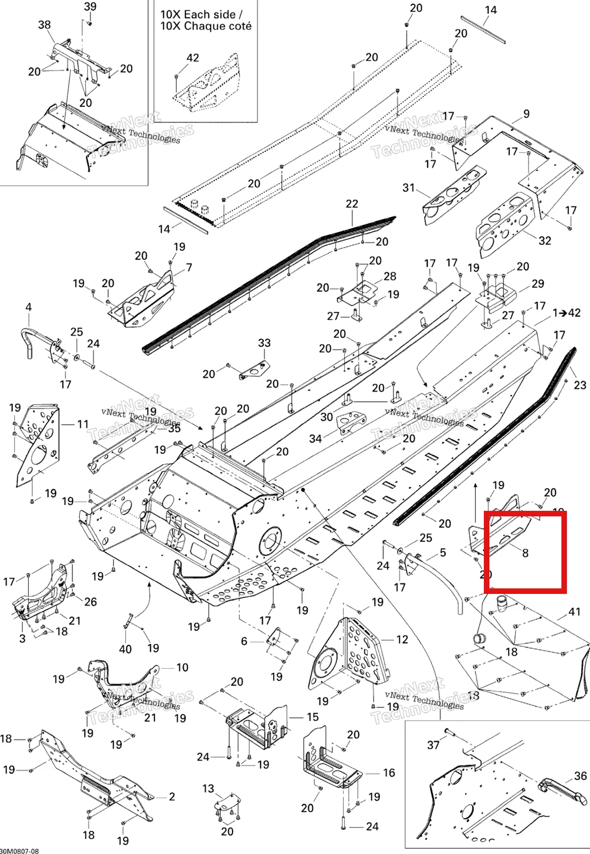 Деталь 518324781 на схеме узла 2008 Ski-Doo GTX LTD 600 HO SDI Frame Ltd