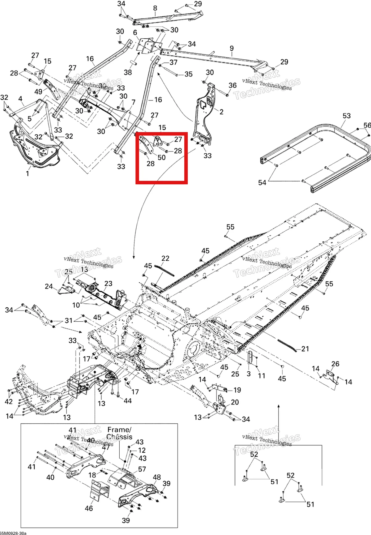 Деталь 518324787 (Деталь Lh Tube) на схеме узла 2009 Ski-Doo Legend Touring Frame And Components
