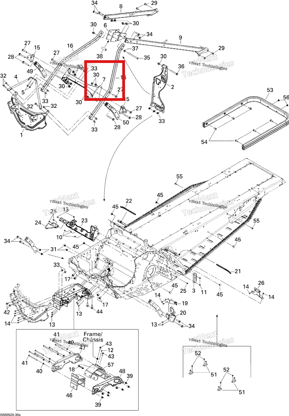 Деталь 518324808 (Деталь Upper Cross Member) на схеме узла 2009 Ski-Doo Legend Touring Frame And Components