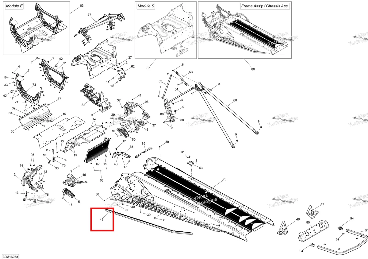 Деталь 518324813 на схеме узла 2016 Ski-Doo MXZ 600 CARB Frame - Package Sport