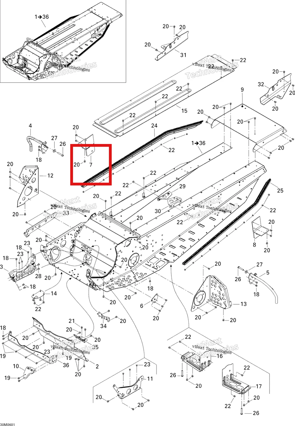 Деталь 518324815 на схеме узла 2006 Ski-Doo Tundra 300F Frame