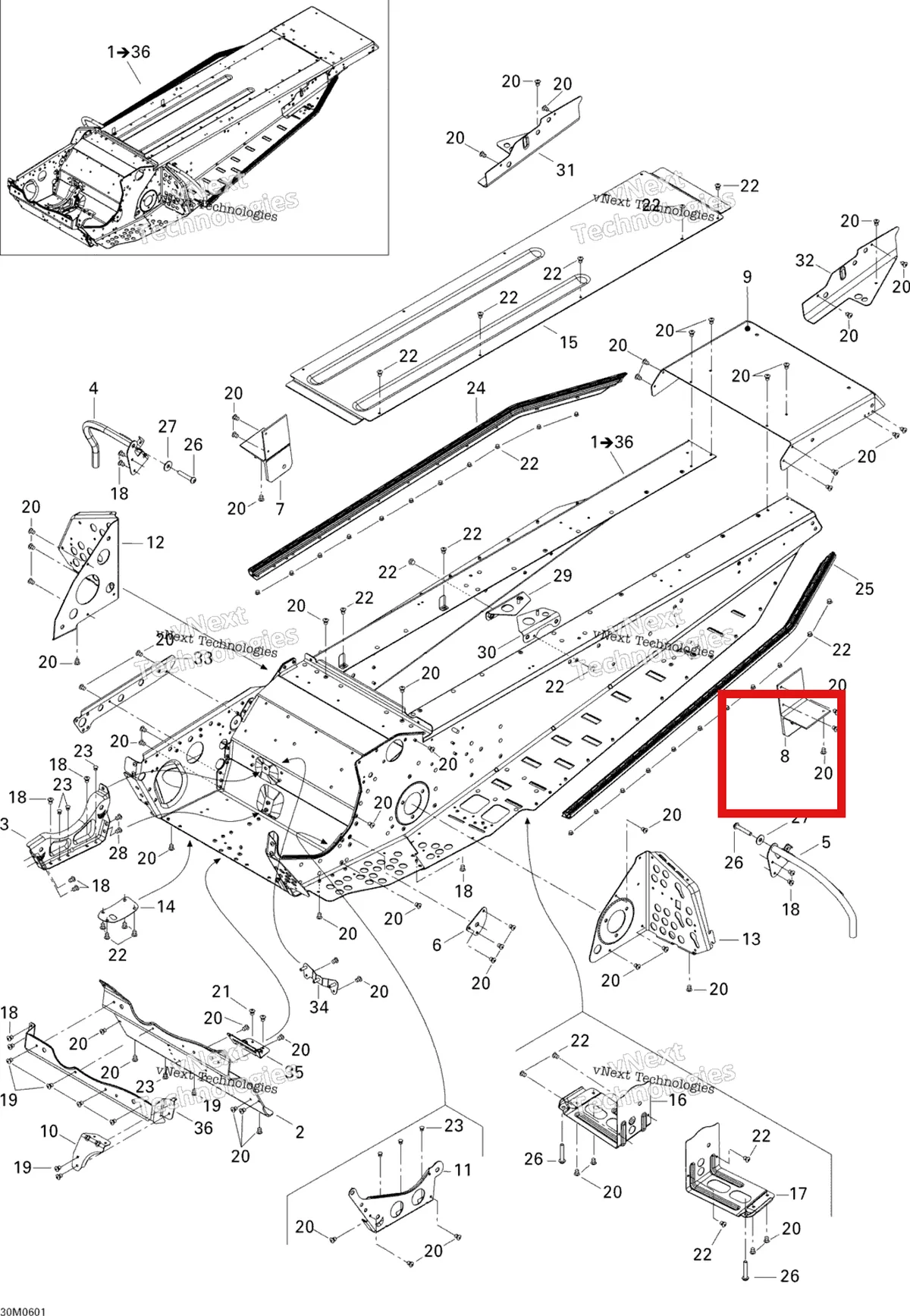 Деталь 518324816 на схеме узла 2006 Ski-Doo Tundra 300F Frame