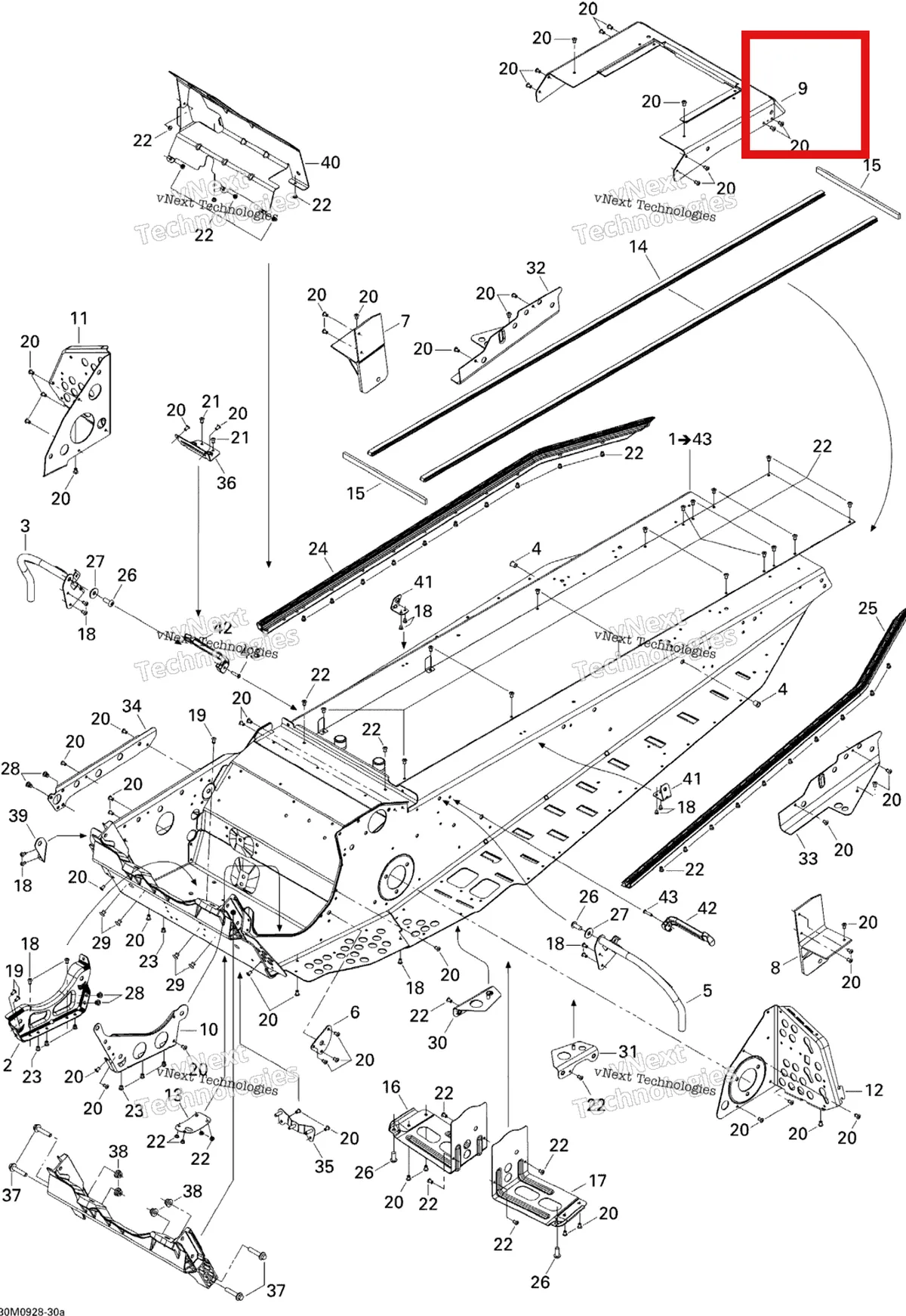 Деталь 518324831 (Деталь Extention Frame) на схеме узла 2009 Ski-Doo Legend Touring Frame