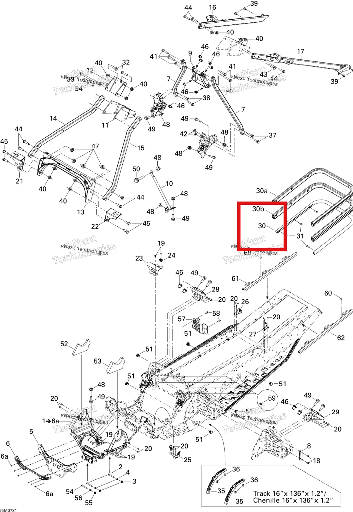 Деталь 518324832 на схеме узла 2007 Ski-Doo MX Z 1000 SDI Renegade RT Frame And Components
