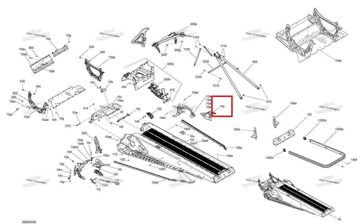Деталь 518324874 (Деталь Rh Reinforcement) на схеме узла 2020 Ski-Doo EXPEDITION SPORT 550F Frame
