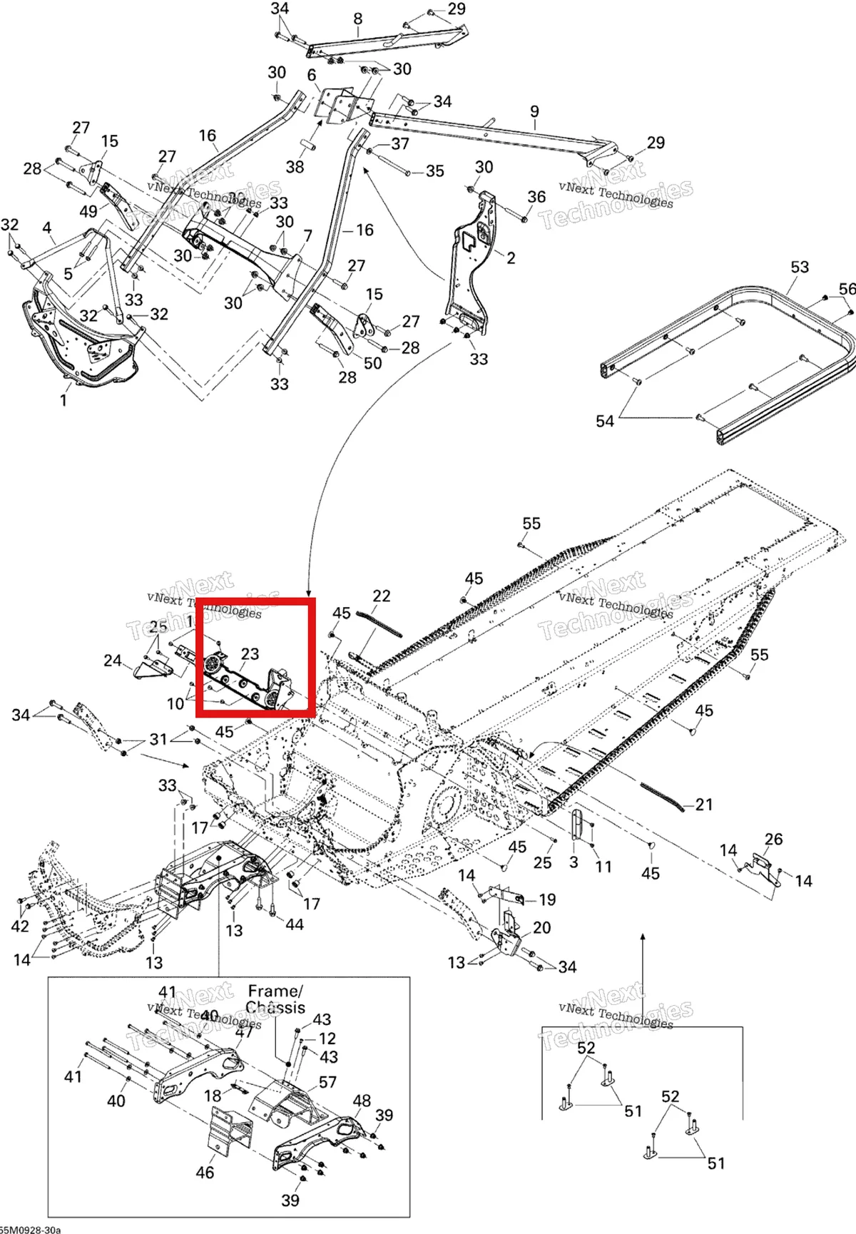 Деталь 518324902 (Деталь Lh Rear Engine Support) на схеме узла 2009 Ski-Doo Legend Touring Frame And Components