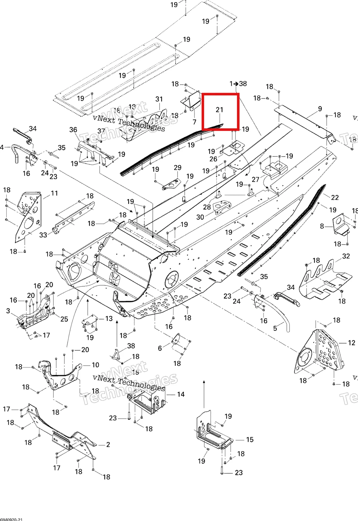Деталь 518324953 на схеме узла 2009 Ski-Doo GSX Fan Frame