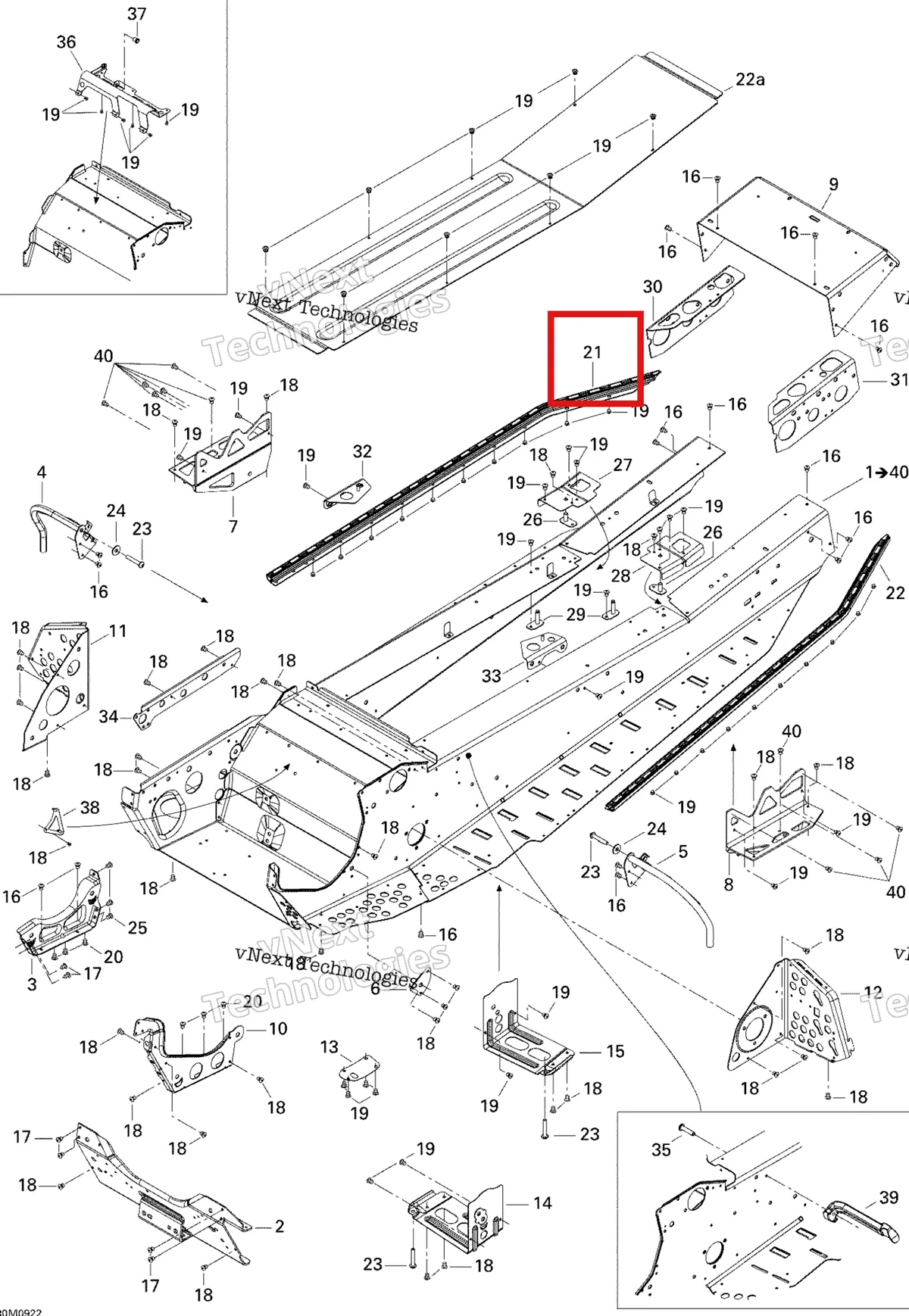 Деталь 518324957 (Деталь Rh Roller) на схеме узла 2009 Ski-Doo GTX Fan Frame