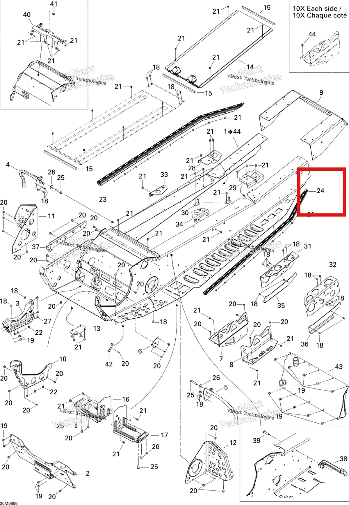 Деталь 518324958 (Деталь Lh Roller) на схеме узла 2008 Ski-Doo Summit Adrenaline 600HO SDI Frame