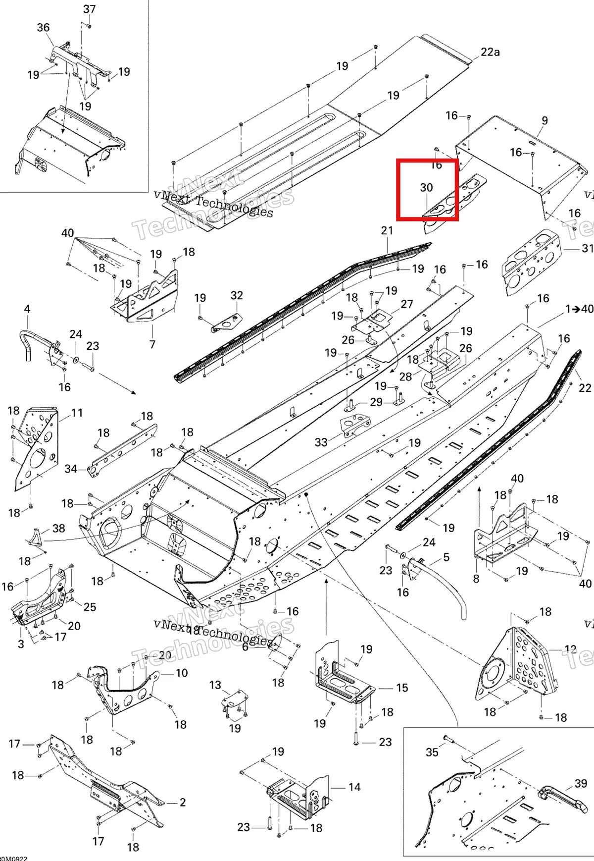 Деталь 518324959 на схеме узла 2009 Ski-Doo GTX Fan Frame