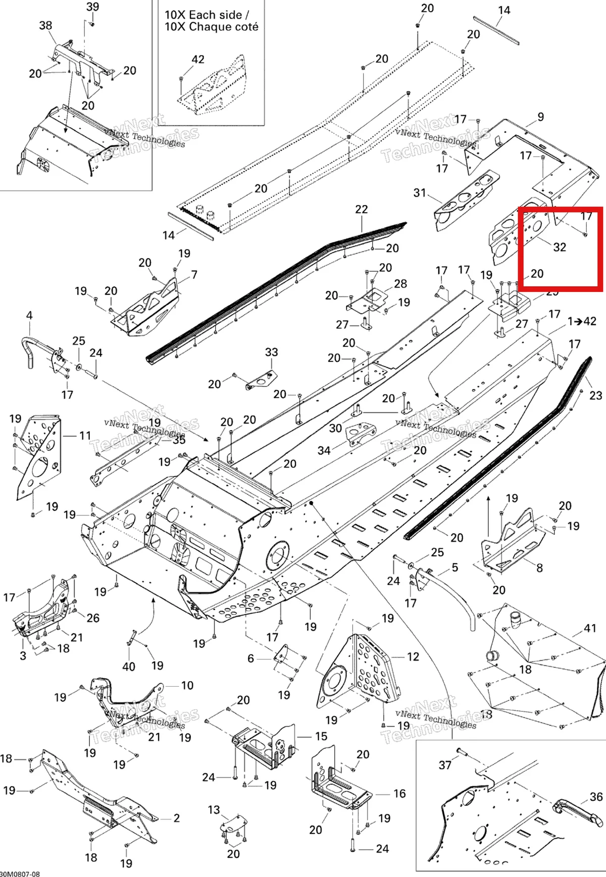 Деталь 518324960 на схеме узла 2008 Ski-Doo GTX LTD 600 HO SDI Frame Ltd