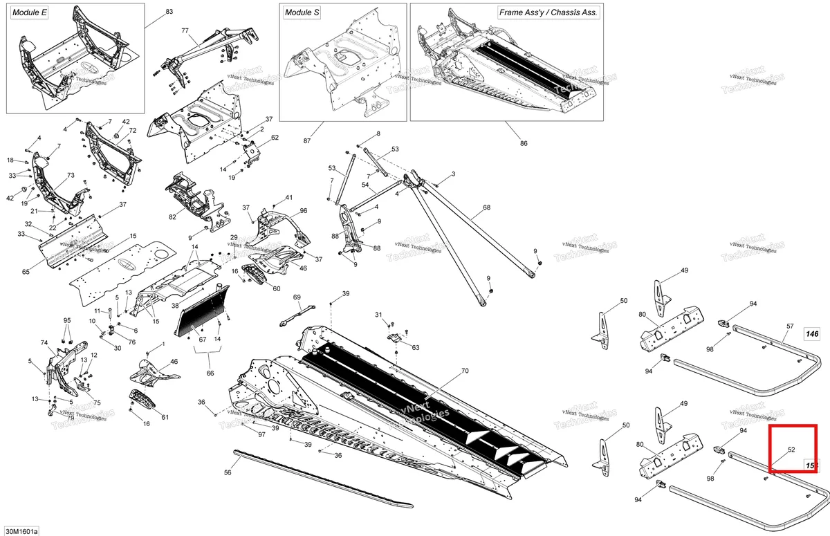 Деталь 518324982 на схеме узла 2016 Ski-Doo SUMMIT 600 CARB Frame - 600 Carb