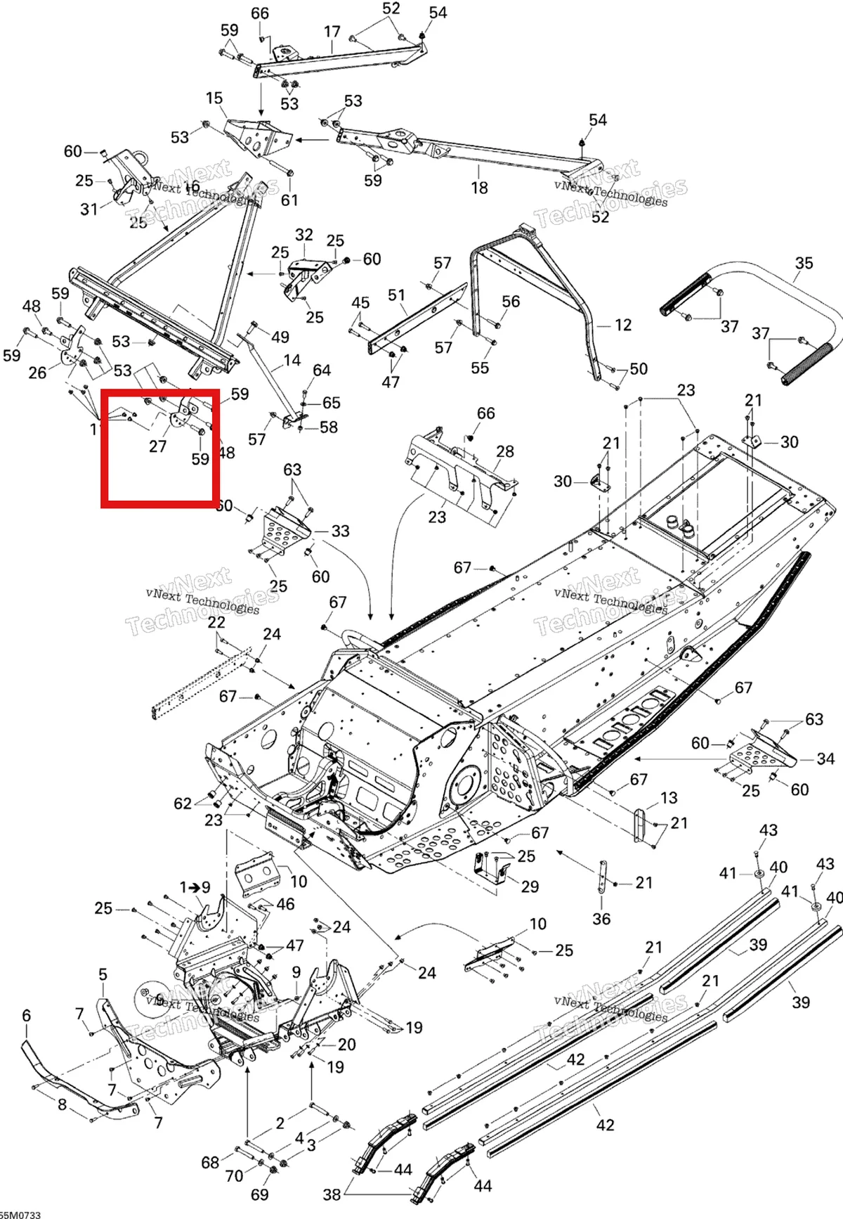 Деталь 518325015 на схеме узла 2007 Ski-Doo MX Z 440X Racing Frame And Components