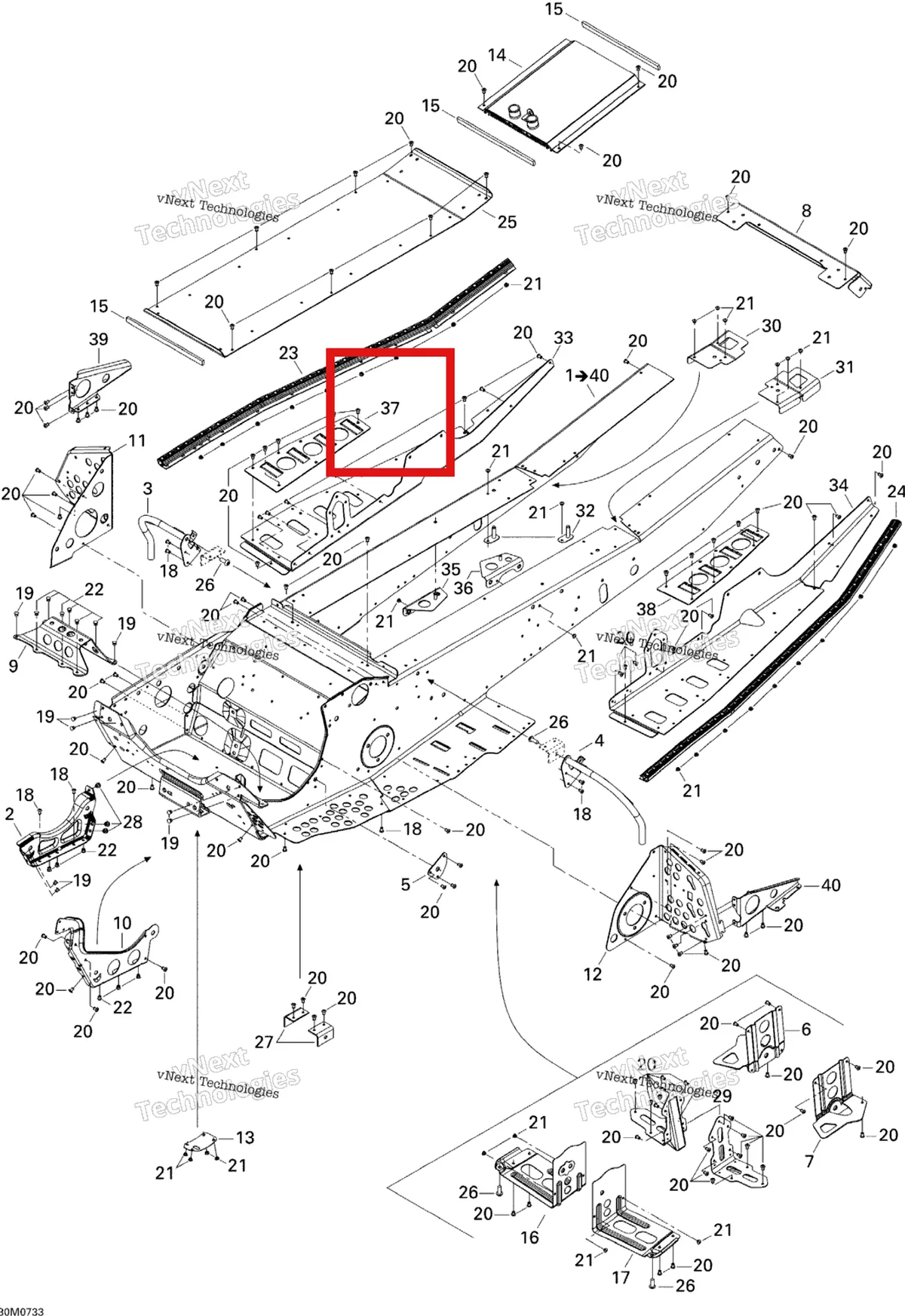 Деталь 518325023 на схеме узла 2007 Ski-Doo MX Z 440X Racing Frame