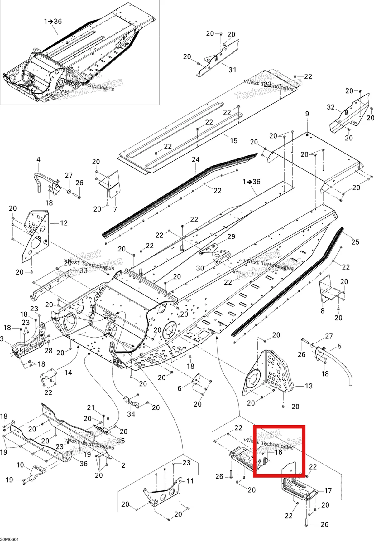 Деталь 518325031 на схеме узла 2006 Ski-Doo Tundra 300F Frame