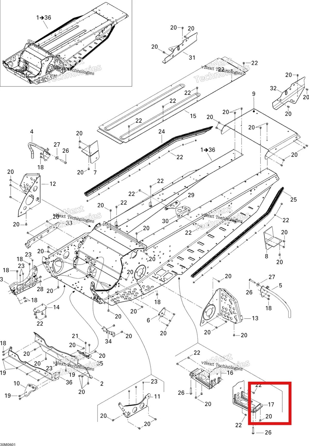 Деталь 518325032 на схеме узла 2006 Ski-Doo Tundra 300F Frame