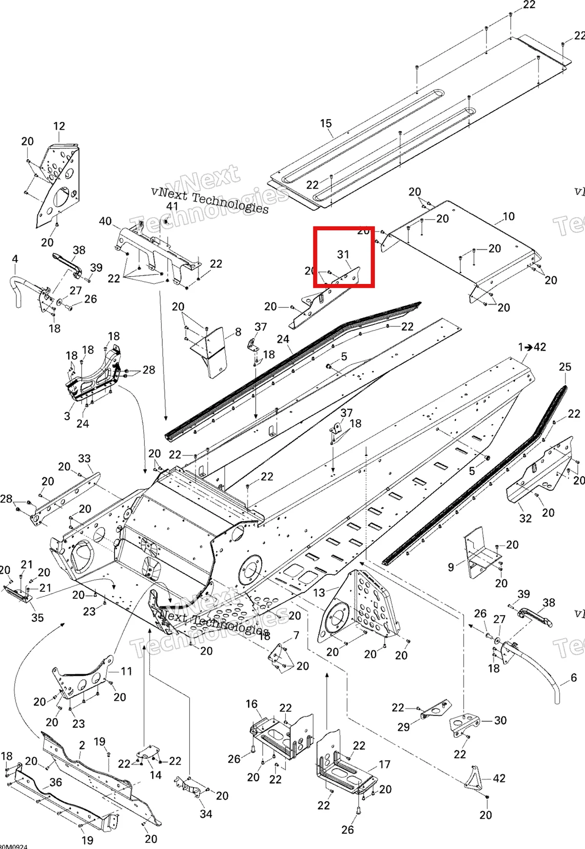 Деталь 518325039 (Деталь Rh Tunnel Liner) на схеме узла 2009 Ski-Doo Skandic Tundra Frame