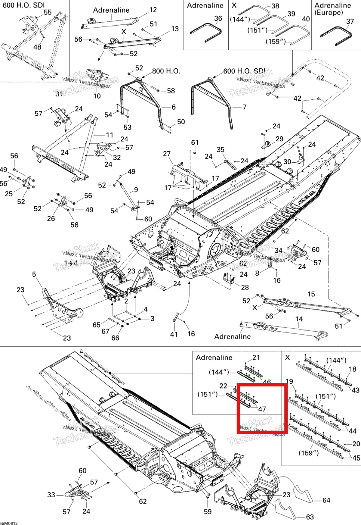 Деталь 518325044 на схеме узла 2006 Ski-Doo Summit 800 HO, Adrenaline & X Frame And Components 800Ho