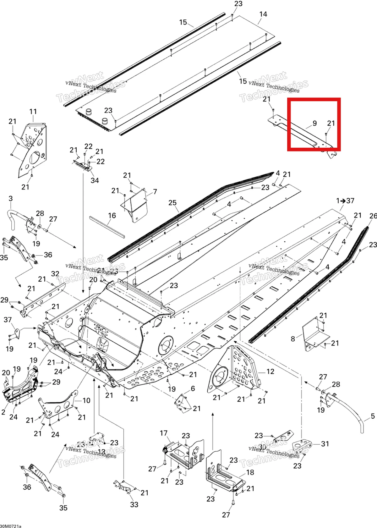 Деталь 518325101 на схеме узла 2007 Ski-Doo Legend Trail V800 Frame Trail