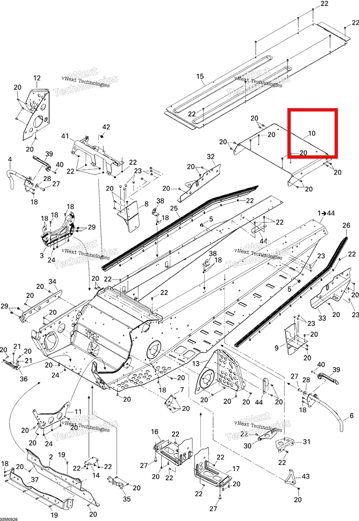 Деталь 518325145 на схеме узла 2009 Ski-Doo Freestyle Back Country Frame