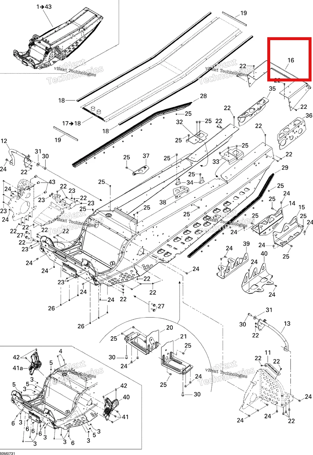 Деталь 518325177 на схеме узла 2007 Ski-Doo MX Z 1000 SDI Renegade RT Frame