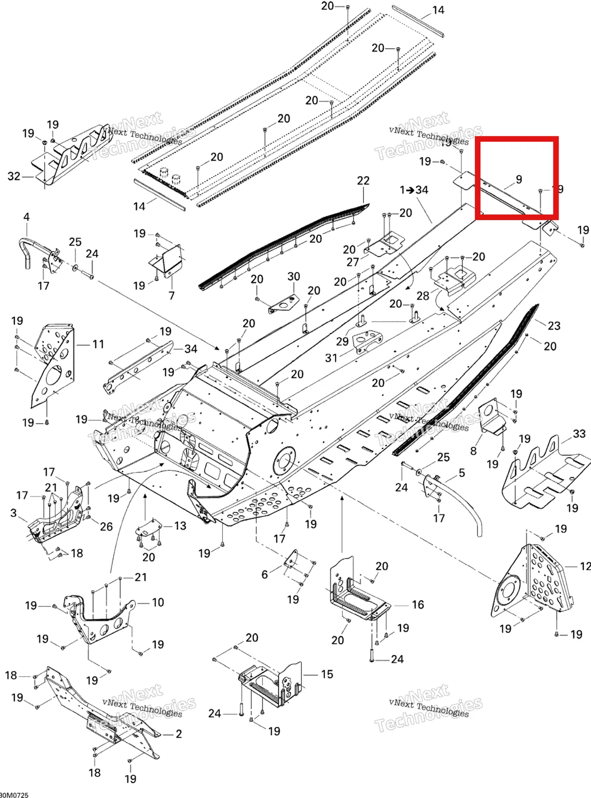 Деталь 518325180 на схеме узла 2007 Ski-Doo GSX LTD 800 HO PTEK Frame