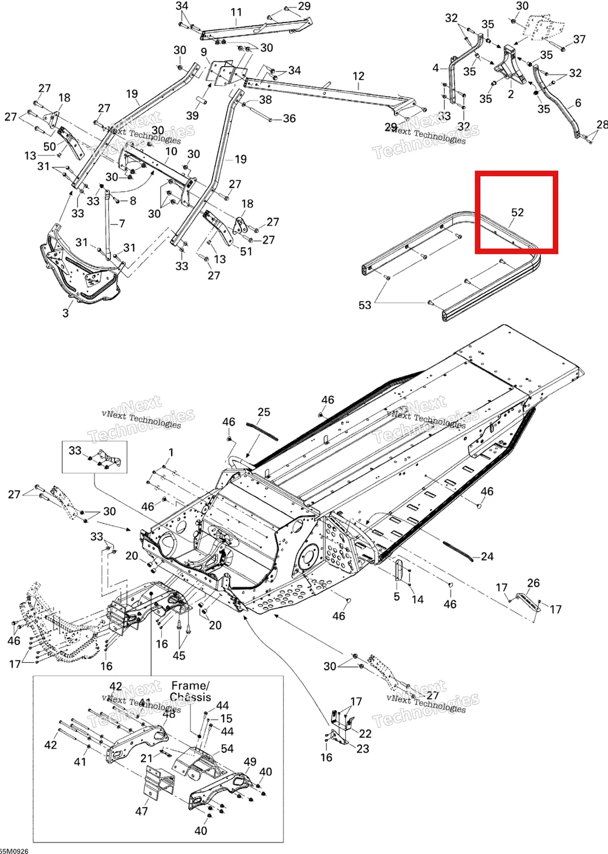 Деталь 518325187 на схеме узла 2009 Ski-Doo Freestyle Back Country Frame And Components