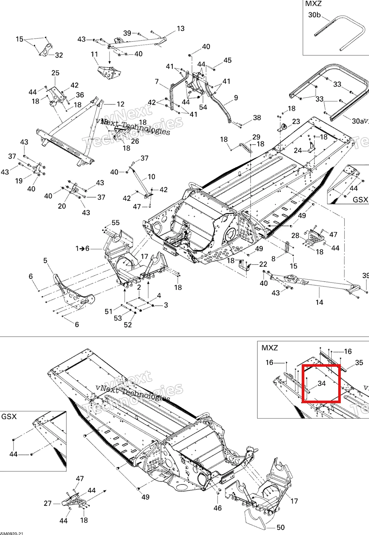 Деталь 518325197 на схеме узла 2009 Ski-Doo MX Z 550X Frame And Components