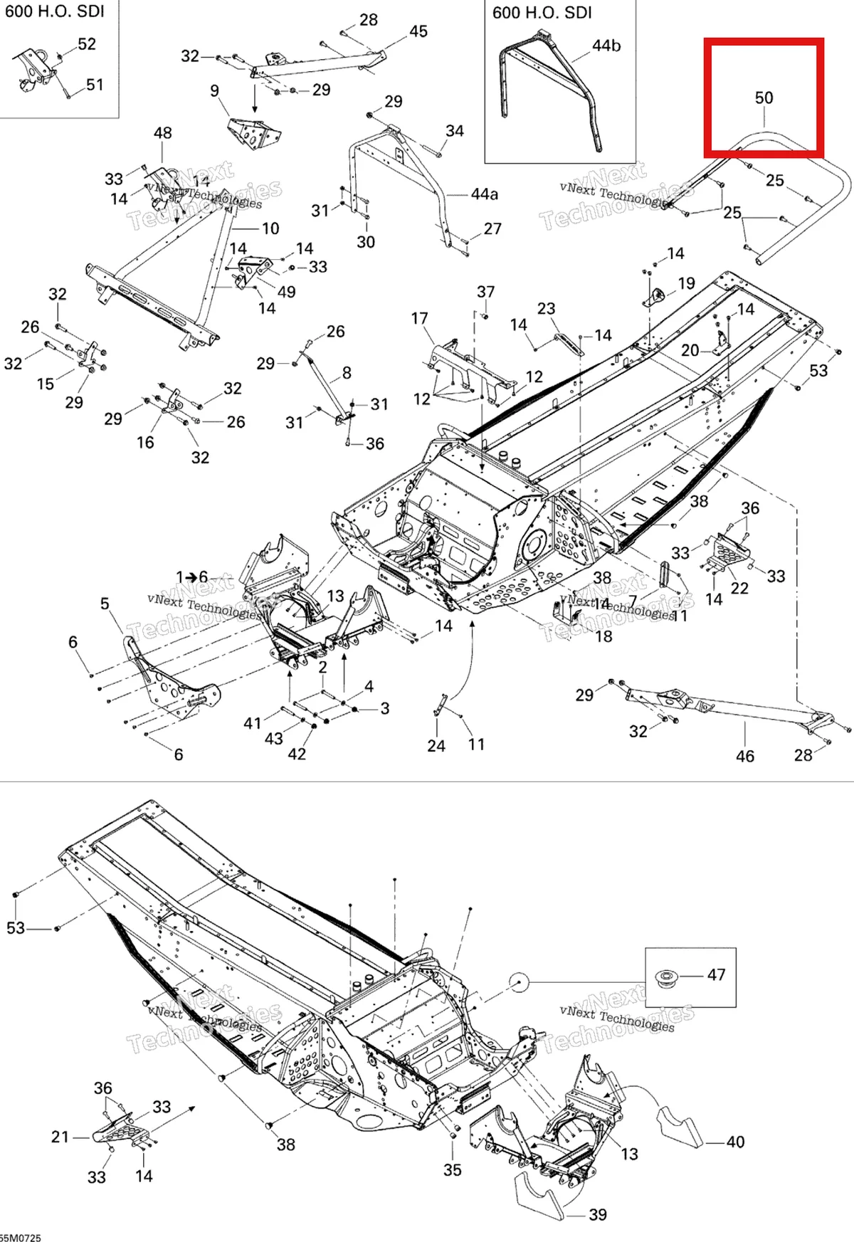 Деталь 518325216 на схеме узла 2007 Ski-Doo GSX LTD 800 HO PTEK Frame And Components 800 Ho
