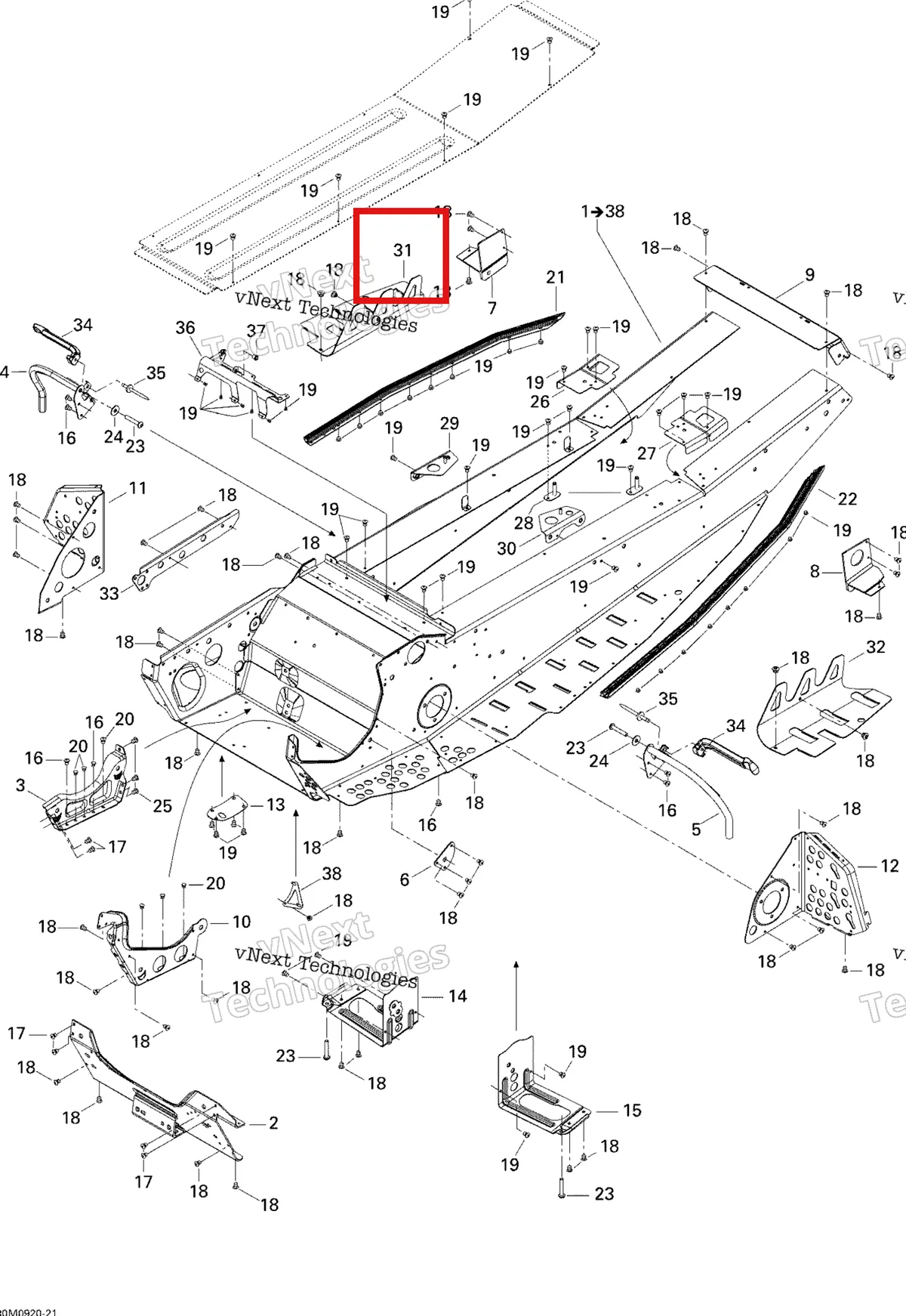 Деталь 518325268 на схеме узла 2009 Ski-Doo MX Z 550X Frame