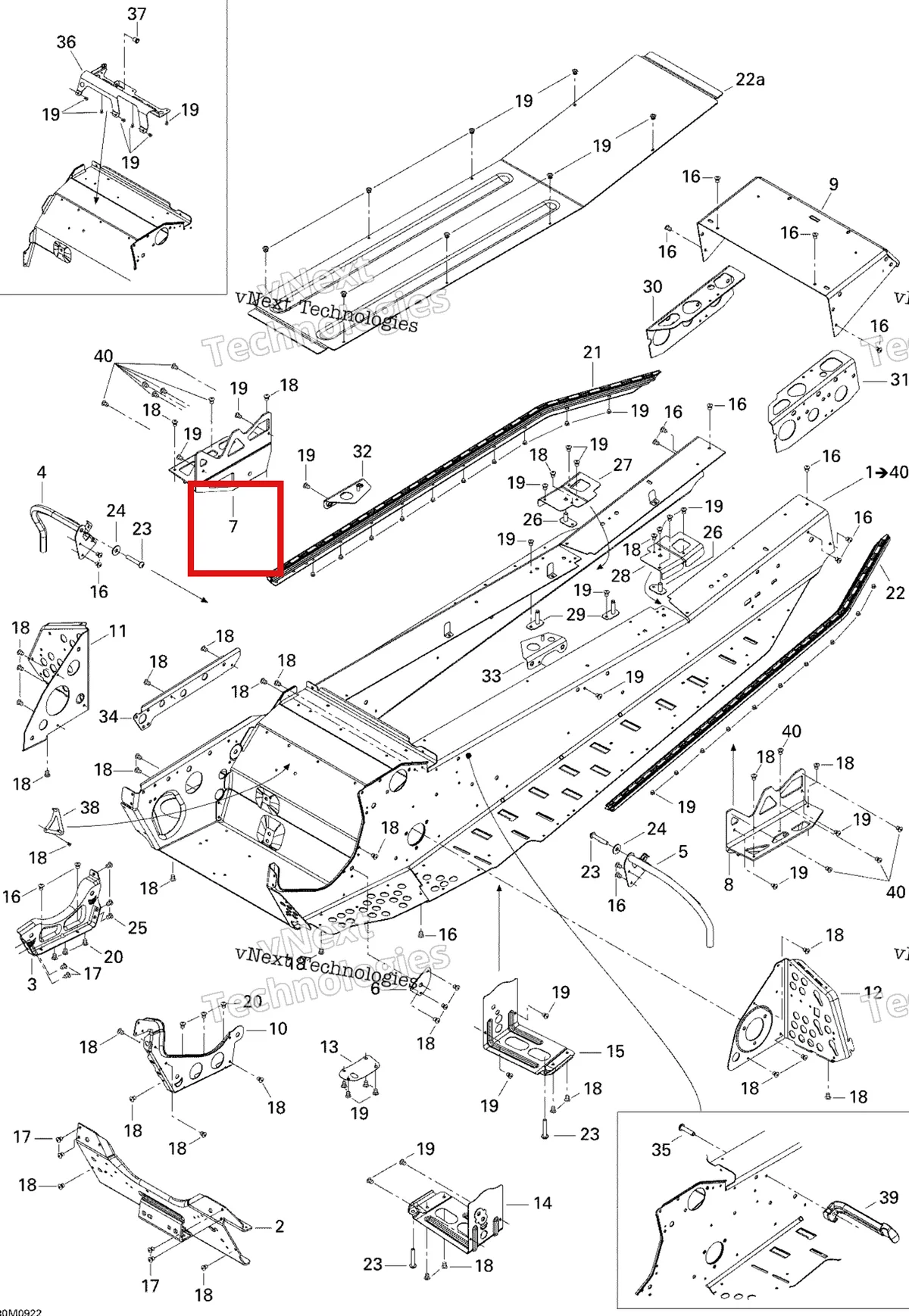 Деталь 518325286 на схеме узла 2009 Ski-Doo GTX Fan Frame