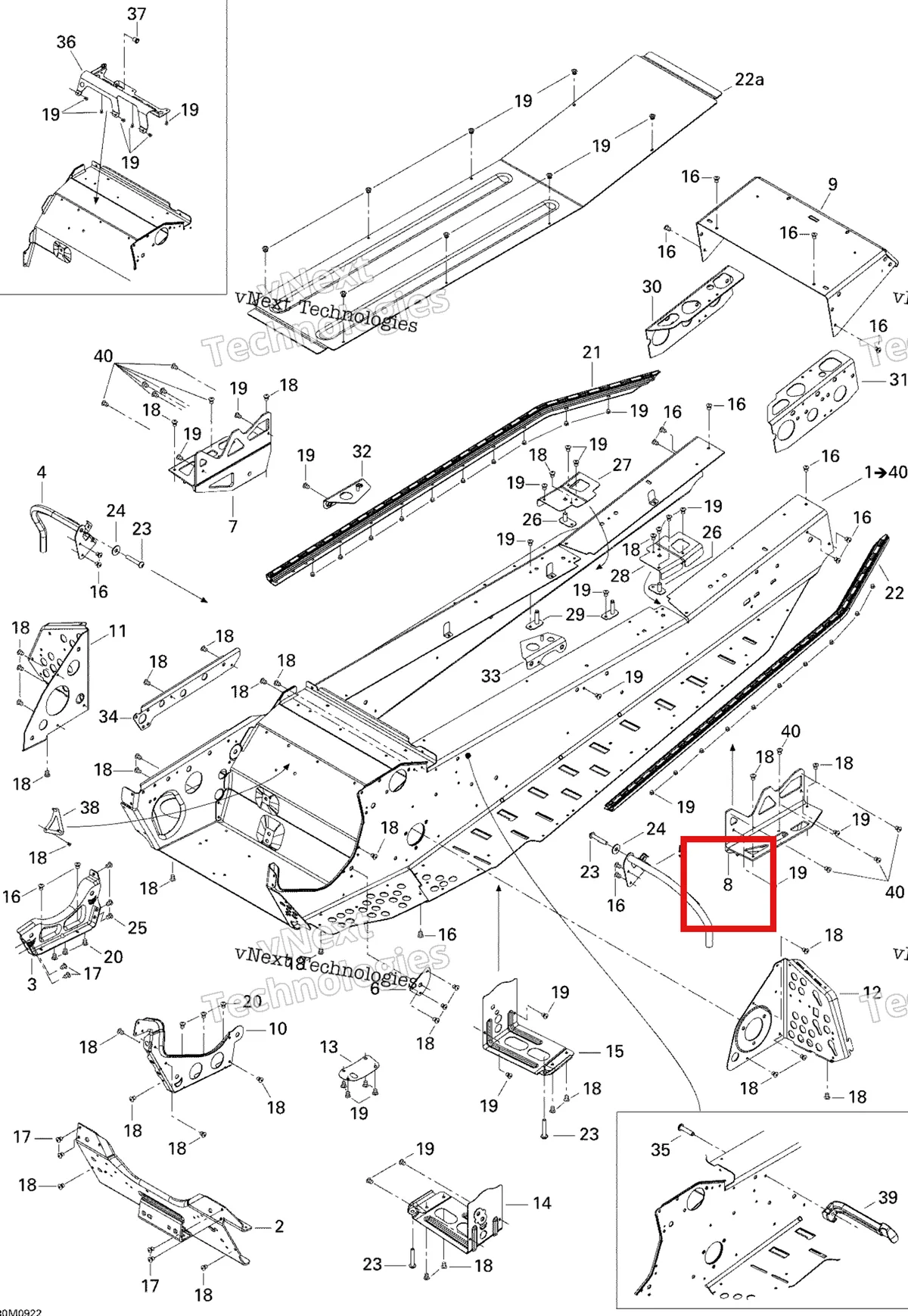 Деталь 518325287 на схеме узла 2009 Ski-Doo GTX Fan Frame