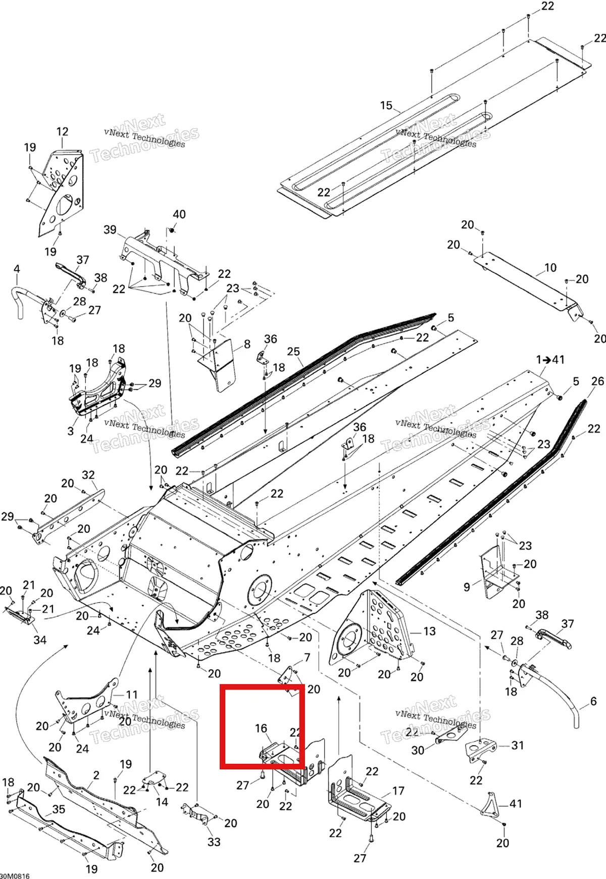 Деталь 518325334 на схеме узла 2008 Ski-Doo Freestyle PARK 550F Frame