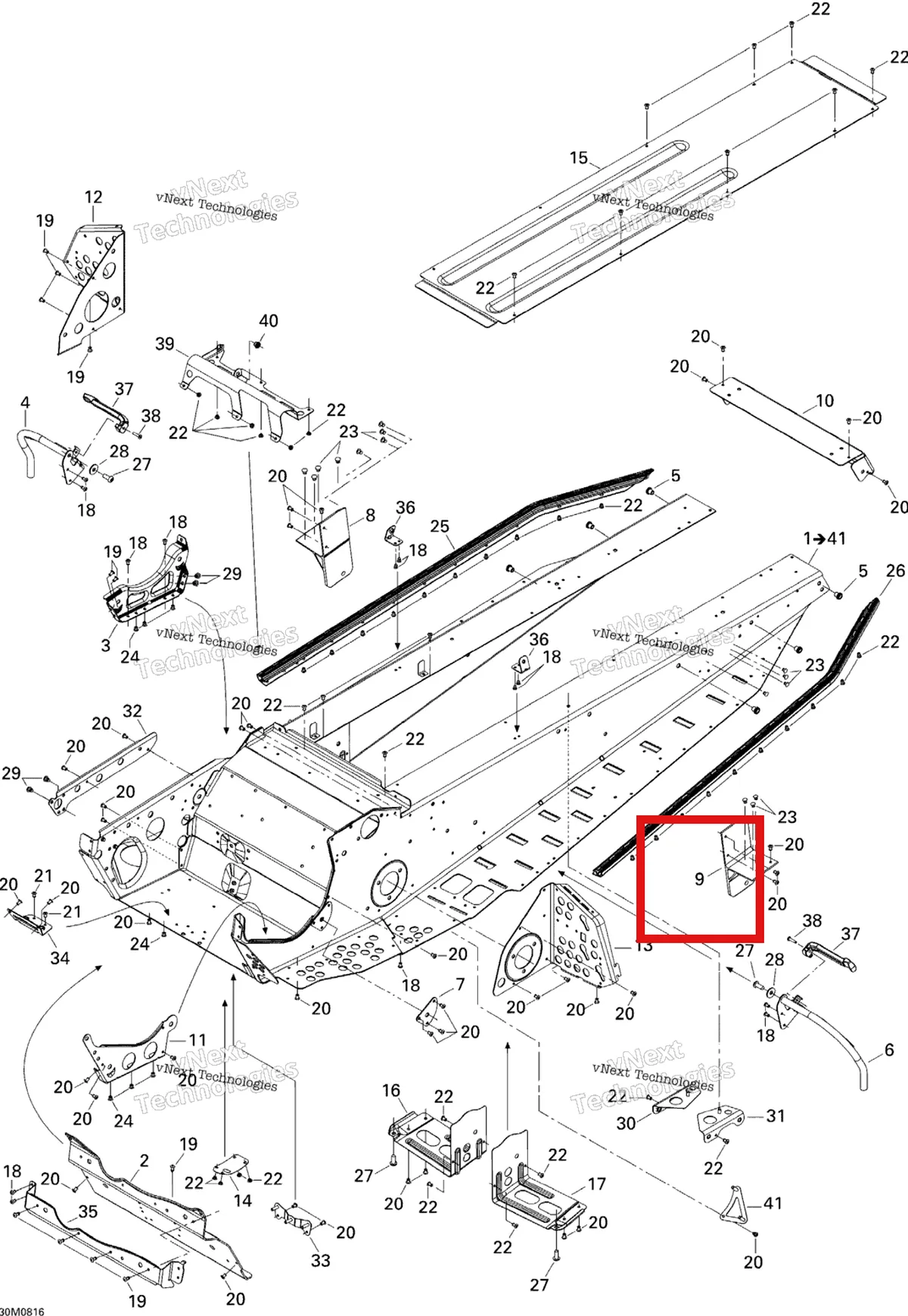 Деталь 518325341 на схеме узла 2008 Ski-Doo Freestyle PARK 550F Frame