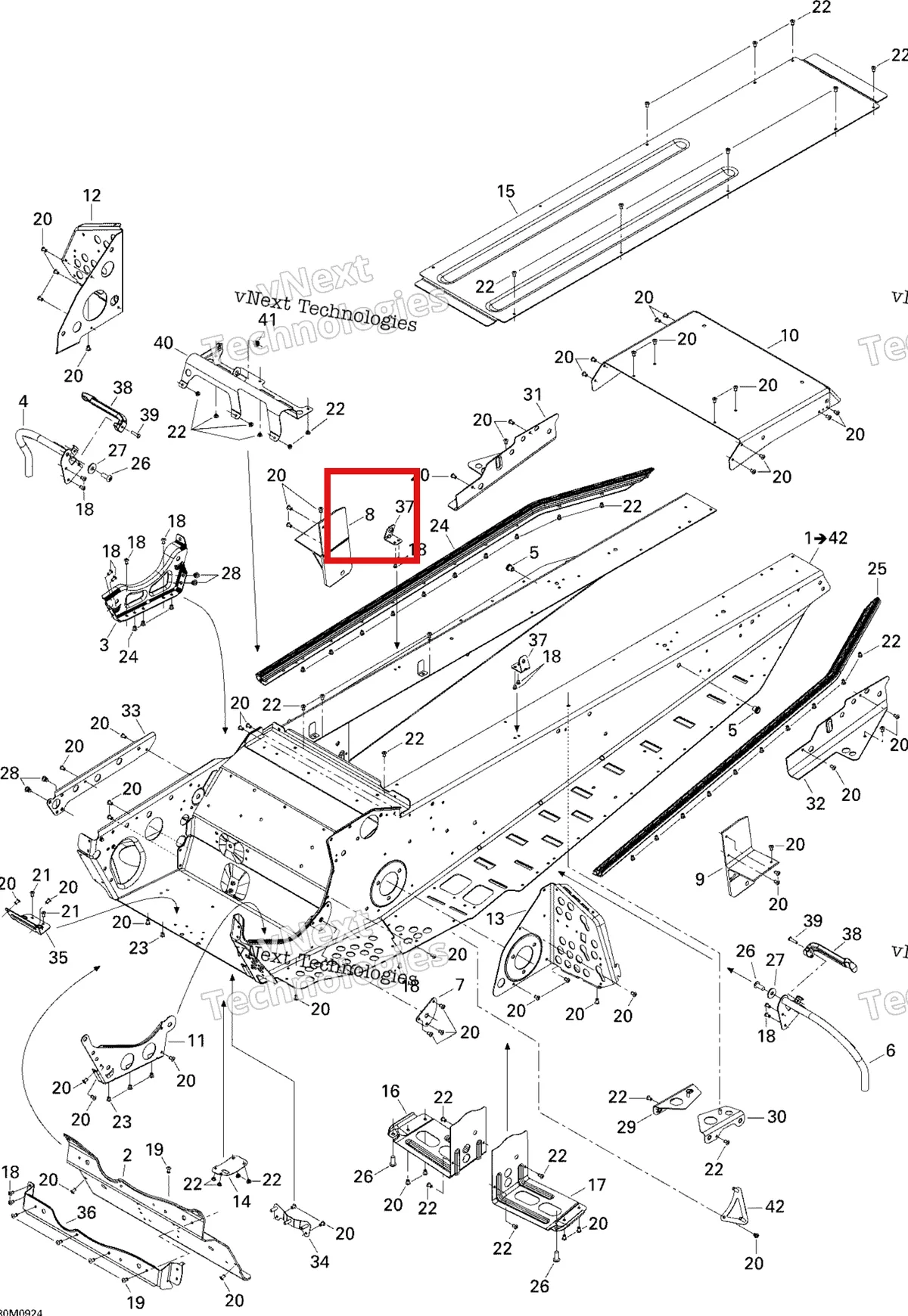 Деталь 518325343 (Деталь Rh Slide Bracket) на схеме узла 2009 Ski-Doo Skandic Tundra Frame