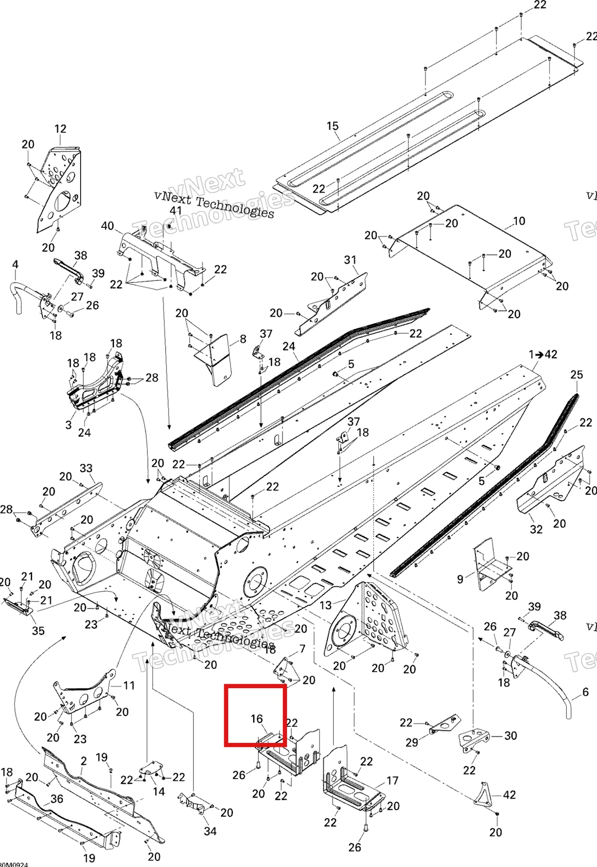 Деталь 518325345 (Деталь Rh Footrest Reinforcement, Black) на схеме узла 2009 Ski-Doo Skandic Tundra Frame