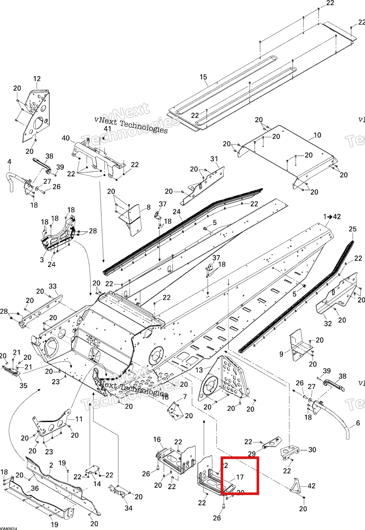 Деталь 518325346 (Деталь Lh Footrest Reinforcement, Black) на схеме узла 2009 Ski-Doo Skandic Tundra Frame