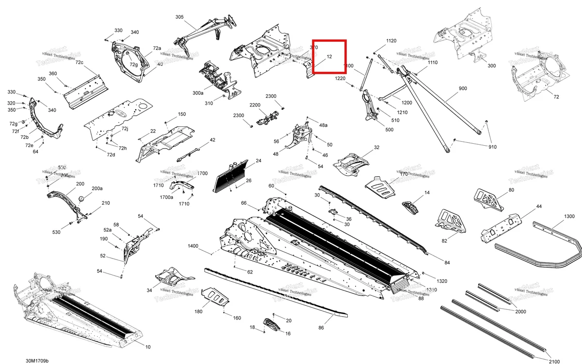 Деталь 518325371 (Деталь Mag Support) на схеме узла 2018 Ski-Doo GRAND TOURING 1200 4-TEC Frame Grand Touring - 1200 4-Tec