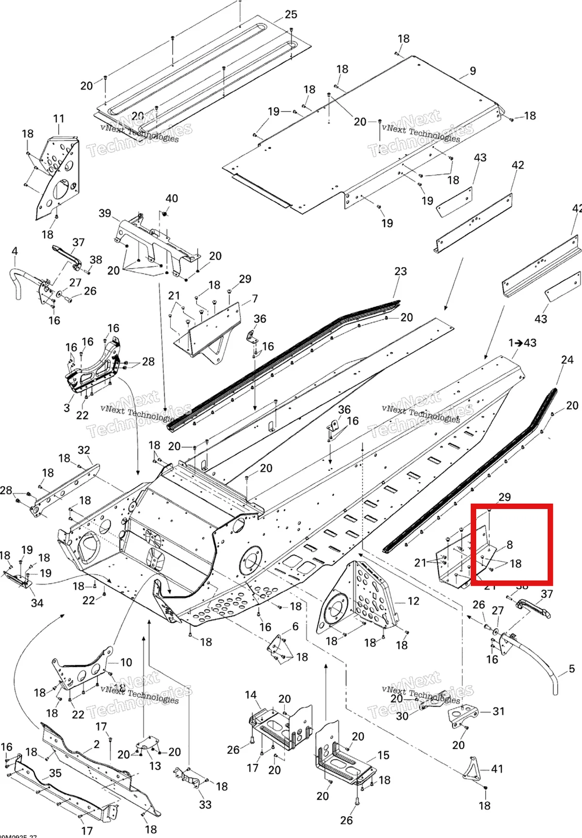 Деталь 518325483 на схеме узла 2009 Ski-Doo Skandic Tundra LT 550F Frame
