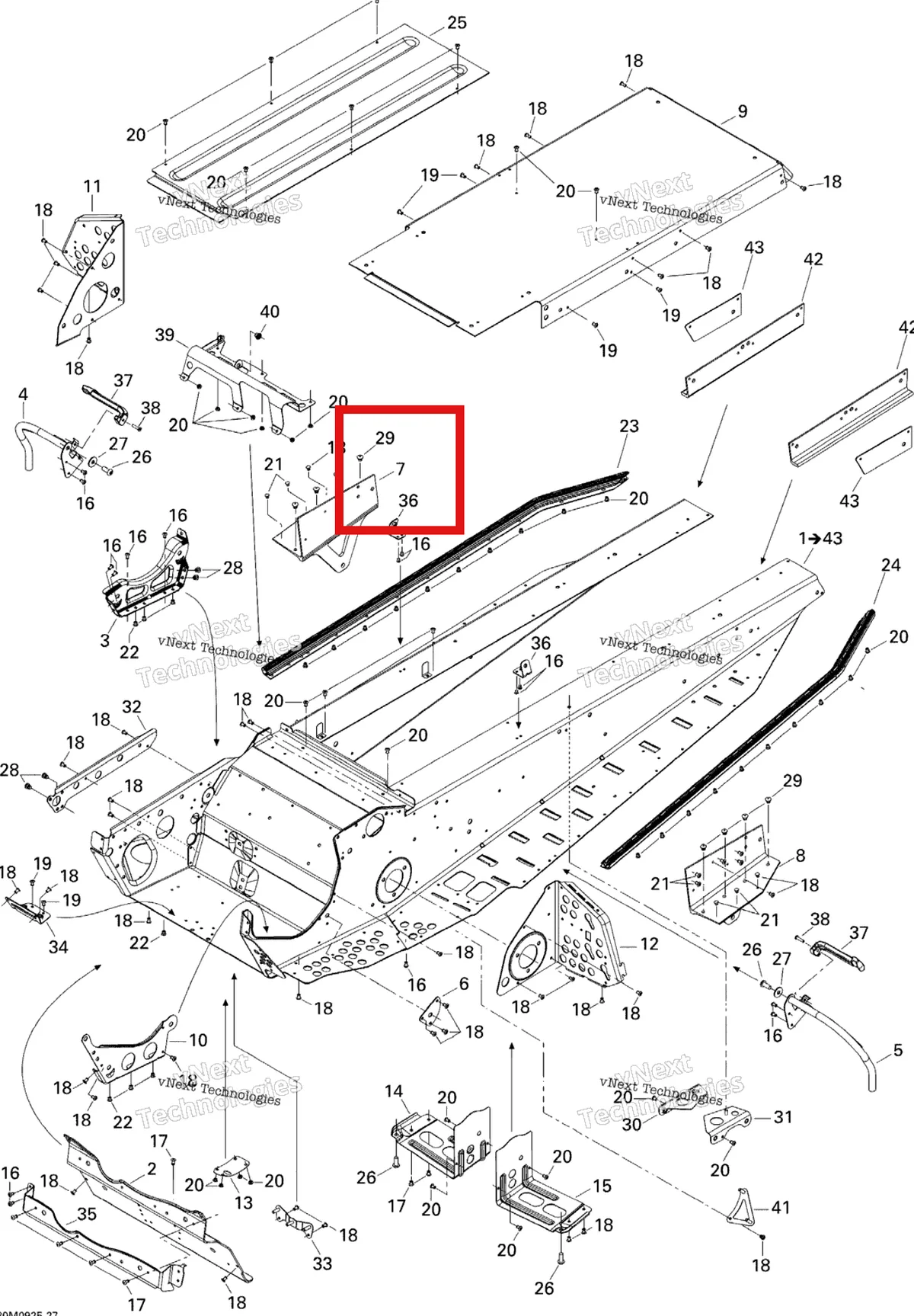 Деталь 518325485 на схеме узла 2009 Ski-Doo Skandic Tundra LT 550F Frame
