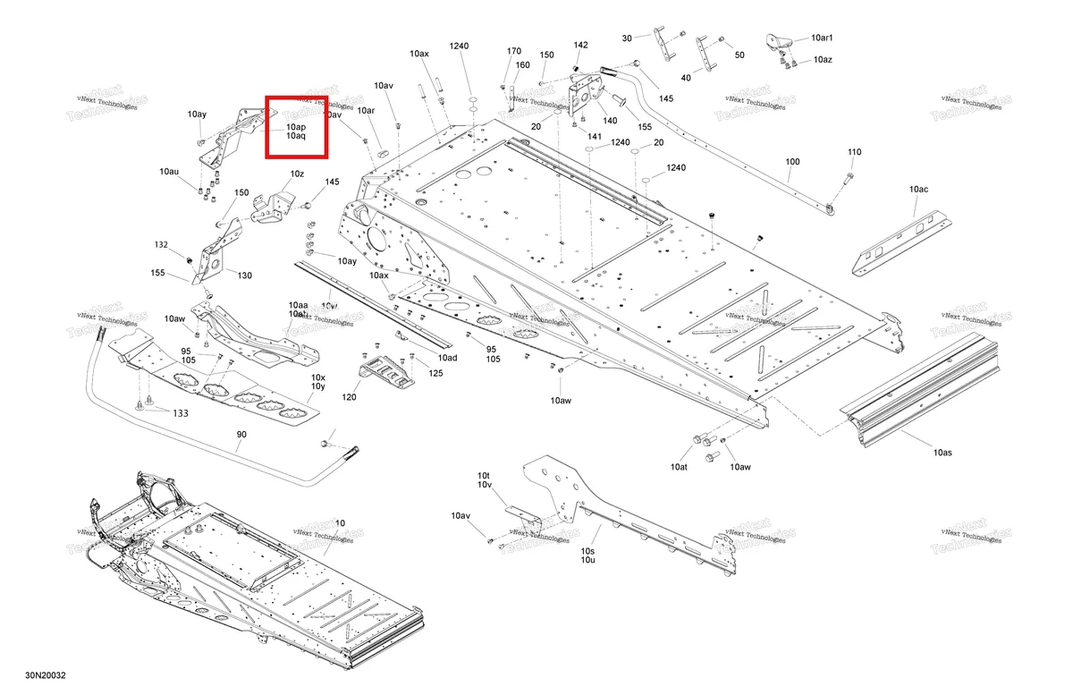 Деталь 518325524 (Деталь Lh Frame Corner) на схеме узла 2020 Ski-Doo SKANDIC WT 550F Frame - System - Rear Section