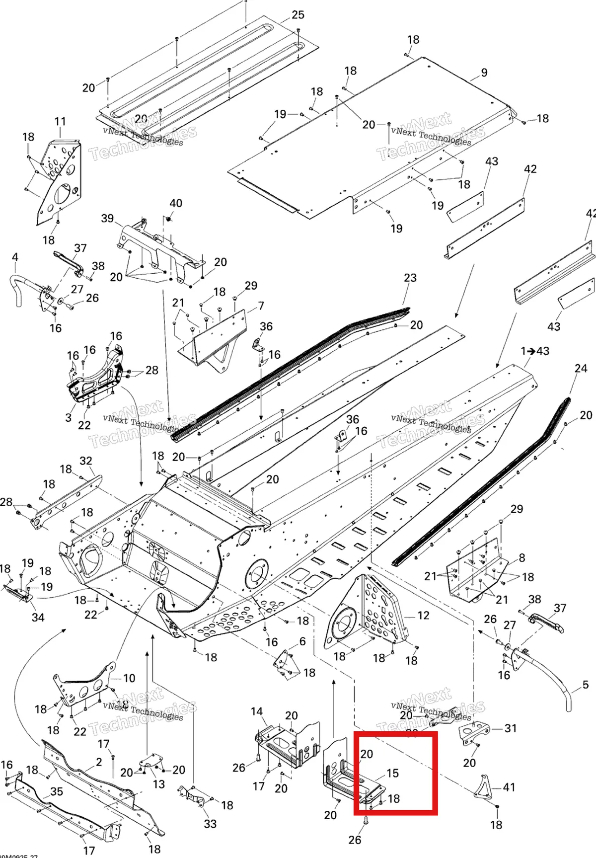 Деталь 518325551 на схеме узла 2009 Ski-Doo Skandic Tundra LT 550F Frame