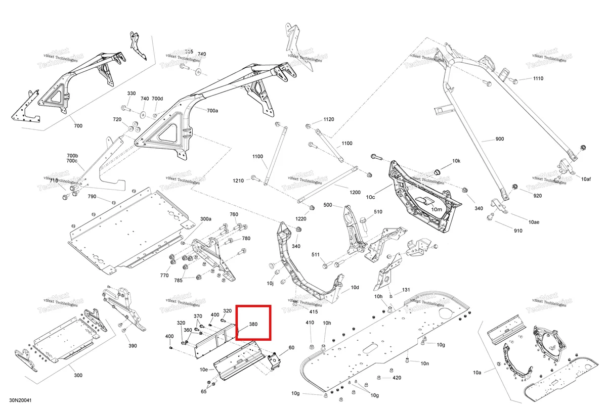 Деталь 518325620 (Опорная Плита) на схеме узла 2020 Ski-Doo SKANDIC WT 600HO E-TEC Frame - System - Front Section