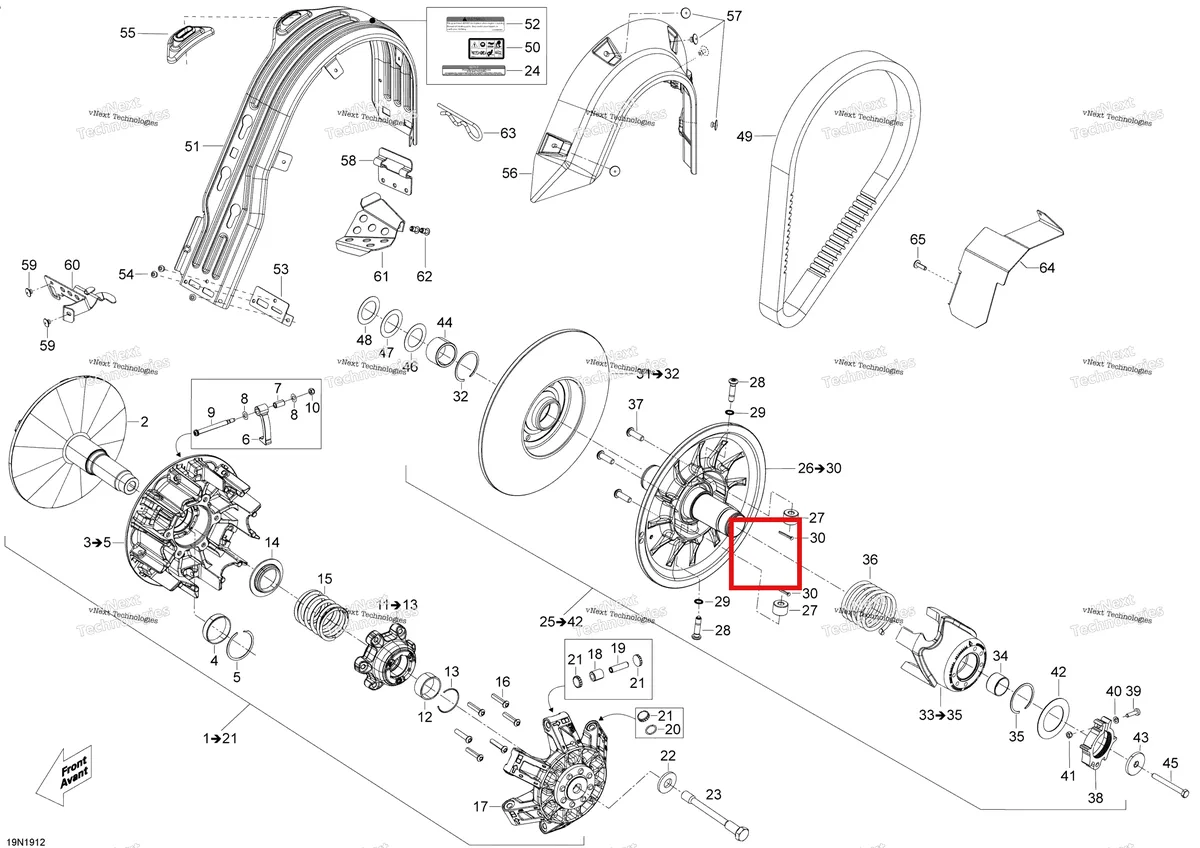 Деталь 518325626 (Деталь Brake Tube Protector) на схеме узла 2020 Ski-Doo EXPEDITION SWT 900 ACE Pulley - System