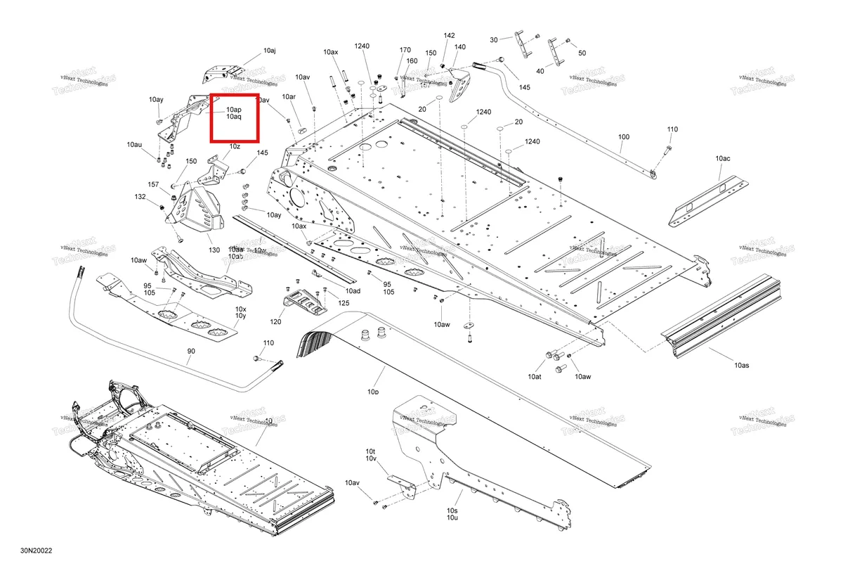 Деталь 518325644 (Деталь Rh Frame Corner) на схеме узла 2020 Ski-Doo EXPEDITION SWT 900 ACE Frame - System - Rear Section