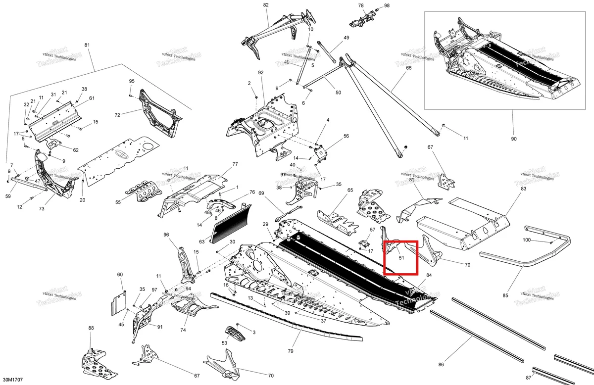 Деталь 518325748 на схеме узла 2017 Ski-Doo MXZ 600 RS Frame
