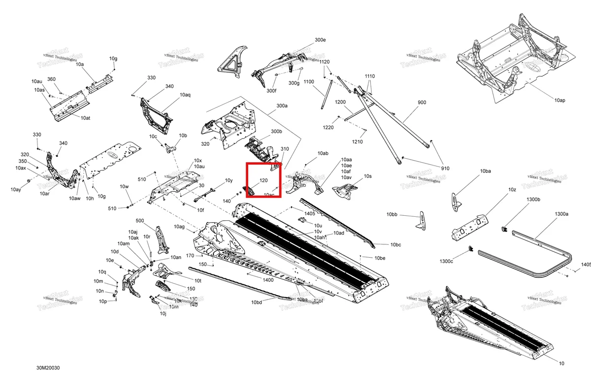 Деталь 518325782 (Резус Дефлектор) на схеме узла 2020 Ski-Doo EXPEDITION SPORT 550F Frame