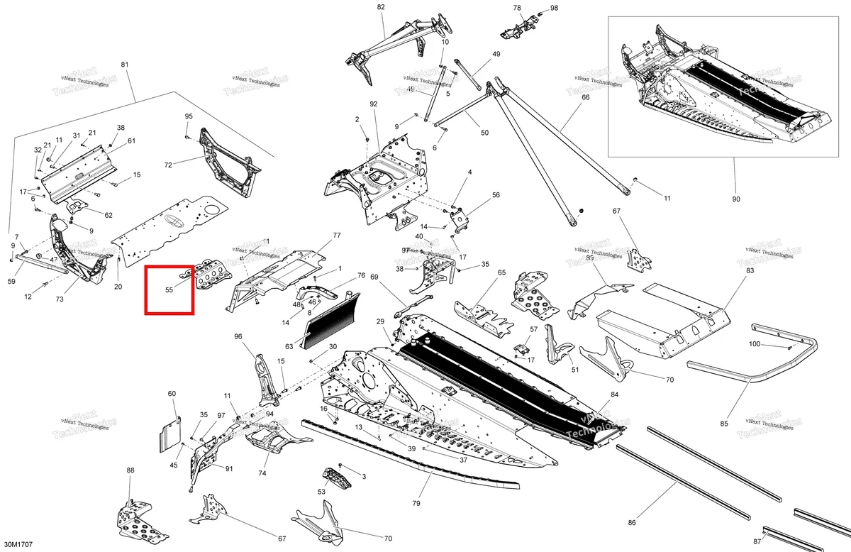 Деталь 518325796 (Деталь Link Cross. Modify P/n Text) на схеме узла 2017 Ski-Doo MXZ 600 RS Frame